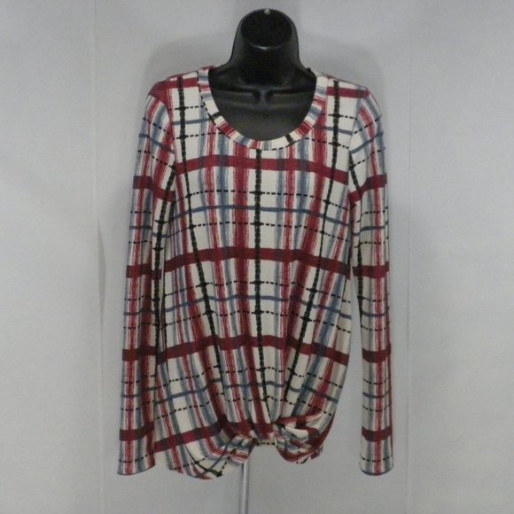 PS Kate Ruched‎ Hem Window Pane Scoop Neck Small - Picture 1 of 8